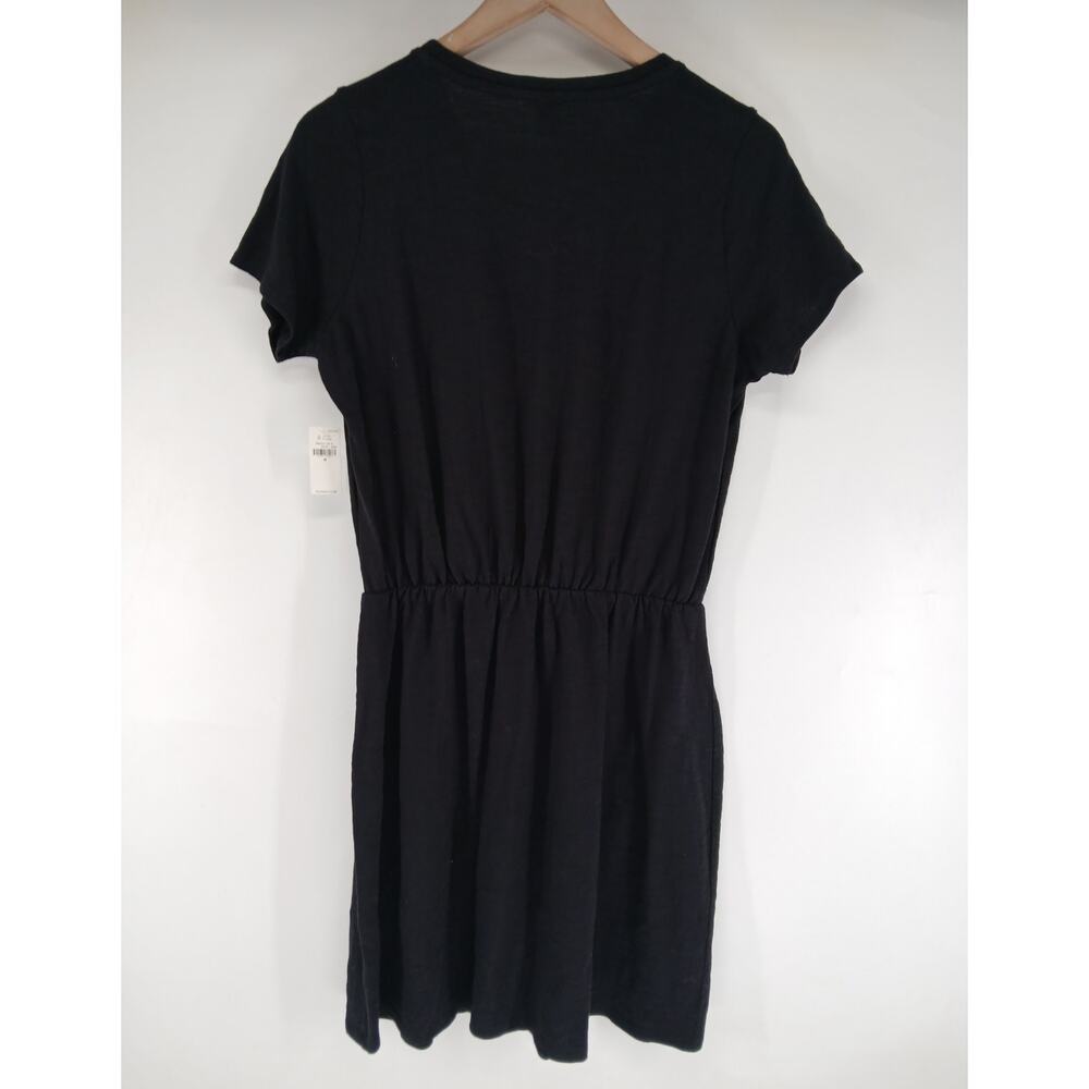 Old Navy Cotton Elastic Waist T-Shirt Mini Dress Medium Black Slub Cotton - Picture 3 of 5